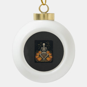 Adorno De Cerámica Tipo Bola Calabaza De Esqueleto De Halloween Diseño Retro Vi