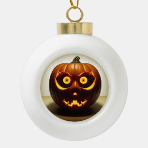 Adorno De Cerámica Tipo Bola Calabaza de Halloween tallada