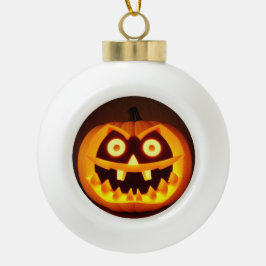 Adorno De Cerámica Tipo Bola Calabaza de Halloween tallada