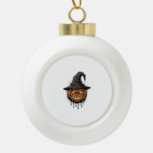 Adorno De Cerámica Tipo Bola Calabaza de sombrero de bruja vintage gráfico de H