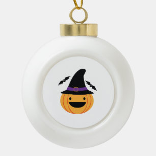 Adorno De Cerámica Tipo Bola Calabaza Murciélago Linterna de Halloween