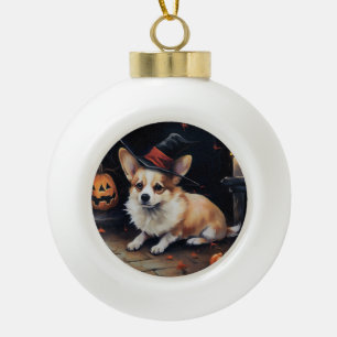 Adorno De Cerámica Tipo Bola Calabazas Corgi Halloween Espeluznantes
