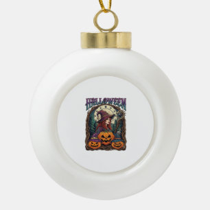 Adorno De Cerámica Tipo Bola Calabazas De Bruja De Halloween Fases Lunares_1