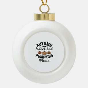 Adorno De Cerámica Tipo Bola Calabazas de Hojas de Otoño Por Favor Vintage Hall