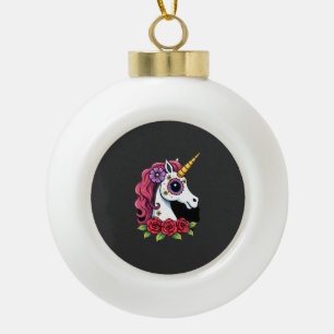 Adorno De Cerámica Tipo Bola Calavera de azúcar de unicornio arte mexicano, cam