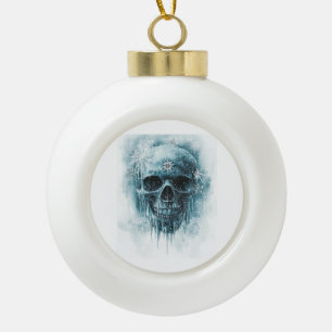 Adorno De Cerámica Tipo Bola Calavera de Escarcha Invernal