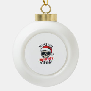 Adorno De Cerámica Tipo Bola Calavera de Navidad Ho Ho Ho Humor Diseño