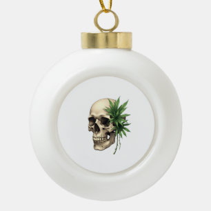 Adorno De Cerámica Tipo Bola Calavera Grunge Gótico Estético Hoja Tropical de M