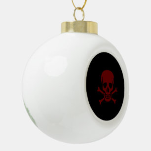 Adorno De Cerámica Tipo Bola Calavera y huesos
