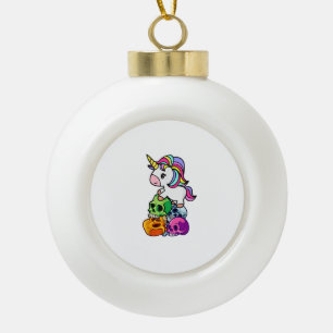 Adorno De Cerámica Tipo Bola Calaveras de unicornio y muertos. Divertido Gótico
