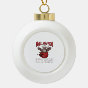 Adorno De Cerámica Tipo Bola Caldero Alado de Murciélago de Halloween Bruja Vol