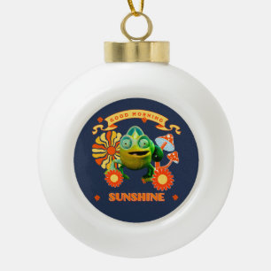 Adorno De Cerámica Tipo Bola Camaleón Divertido Buenos Días Sol Retro Arte