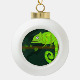 Adorno De Cerámica Tipo Bola Camaleón lindo verde