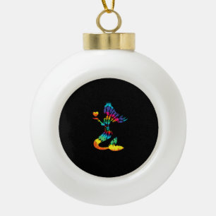 Adorno De Cerámica Tipo Bola Camisas de sirena de tie-do arcoiris en hip retro 