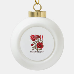 Adorno De Cerámica Tipo Bola Camiseta conmemorativa vintage Amapola Roja Recuer