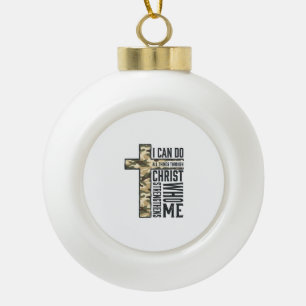 Adorno De Cerámica Tipo Bola Camiseta Cristiana Cruz de Fe Puedo Hacer Todas la
