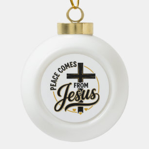 Adorno De Cerámica Tipo Bola Camiseta Cruz Cristiana Jesús Es La Paz