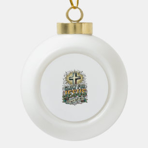 Adorno De Cerámica Tipo Bola Camiseta Cruz Cristiana Vintage Brilla Para Jesús