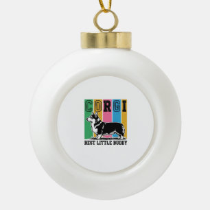 Adorno De Cerámica Tipo Bola Camiseta de amor Corgi Grabado Vintage Silueta de