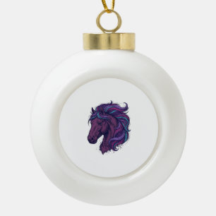 Adorno De Cerámica Tipo Bola Camiseta de arte de cabeza de caballo colorida gra