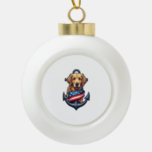 Adorno De Cerámica Tipo Bola Camiseta de cinta de ancla de Golden Retriever pat