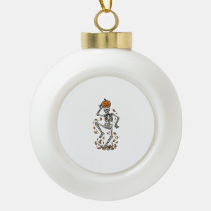 Adorno De Cerámica Tipo Bola Camiseta de Esqueleto de Calabaza Arte de Huesos B