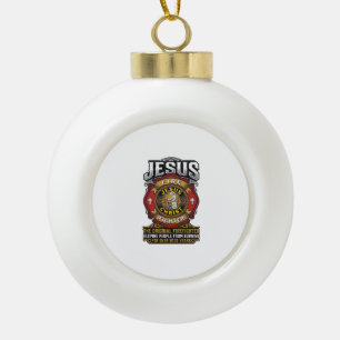 Adorno De Cerámica Tipo Bola Camiseta de fe cristiana vintage bombero Jesús