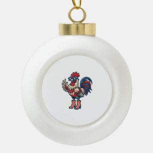 Adorno De Cerámica Tipo Bola Camiseta de grabado vintage de gallo patriótico co