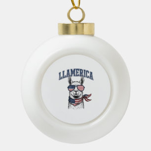 Adorno De Cerámica Tipo Bola Camiseta de grabado vintage de llama patriótica de