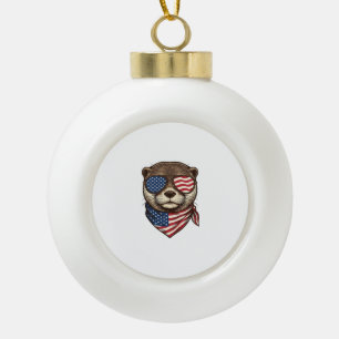 Adorno De Cerámica Tipo Bola Camiseta de grabado vintage vector nutria patrióti