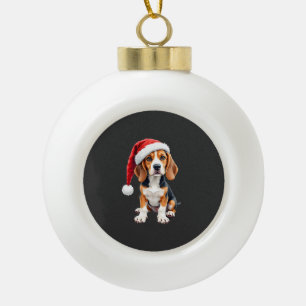 Adorno De Cerámica Tipo Bola Camiseta de manga larga de perro Beagle Christmas 