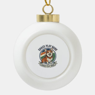 Adorno De Cerámica Tipo Bola Camiseta de perro Corgi divertida grabación vintag