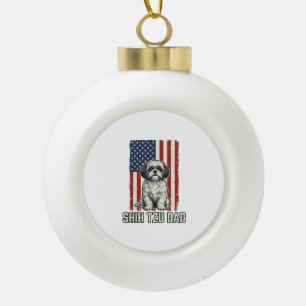 Adorno De Cerámica Tipo Bola Camiseta de perro vintage de bandera patriótica de