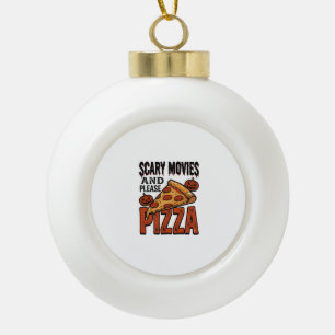 Adorno De Cerámica Tipo Bola Camiseta de Pizza de Terror para Fans de Noche de 