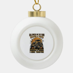 Adorno De Cerámica Tipo Bola Camiseta de Tractor de Halloween Divertida Bruja d