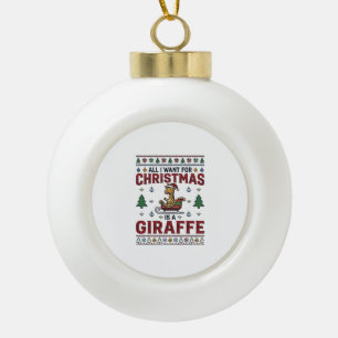Adorno De Cerámica Tipo Bola Camiseta divertida de Navidad Jirafa Trineo