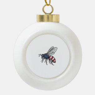 Adorno De Cerámica Tipo Bola Camiseta Gráfica de Abeja Patriótica Vintage_
