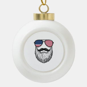 Adorno De Cerámica Tipo Bola Camiseta Gráfica Gafas de Sol Barba Patriótica Vin
