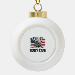 Adorno De Cerámica Tipo Bola Camiseta Patriótica de Bulldog Vintage Frenchie Da