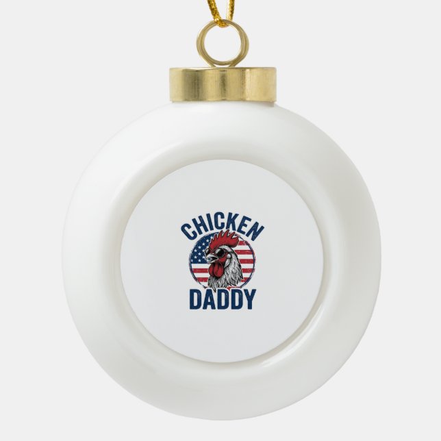 Adorno De Cerámica Tipo Bola Camiseta Patriótica Vintage Gallo Papá Pollo Desi (Anverso)