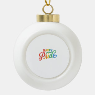 Adorno De Cerámica Tipo Bola Camiseta Tipografía Arcoíris Vintage Orgullo Feliz