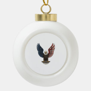 Adorno De Cerámica Tipo Bola Camiseta Vectorial Águila Patriótica Vintage_1