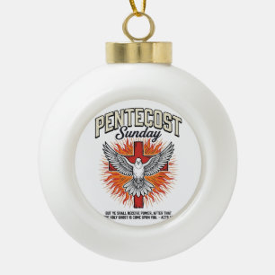 Adorno De Cerámica Tipo Bola Camiseta Vintage Cruz Paloma Domingo de Pentecosté