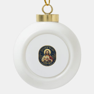 Adorno De Cerámica Tipo Bola Camiseta Vintage de Jubilación de Jesús Cristiana