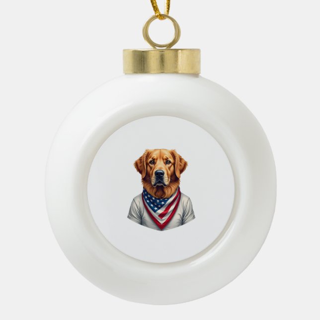 Adorno De Cerámica Tipo Bola Camiseta Vintage de Retriever Dorado Canino Americ (Anverso)