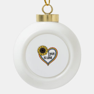 Adorno De Cerámica Tipo Bola Camiseta Vintage Vector Corazón de Girasol Amor Es
