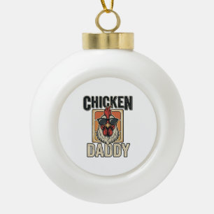 Adorno De Cerámica Tipo Bola Camiseta Vintage Vectorial de Gallo Divertido Papá