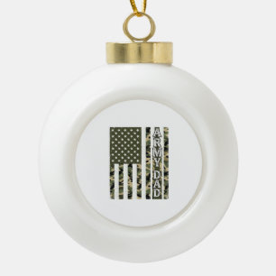 Adorno De Cerámica Tipo Bola Camuflaje de Papá del Ejército Bandera Americana D