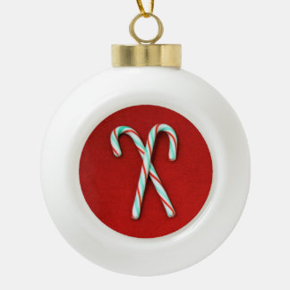 Adorno De Cerámica Tipo Bola Candy Cane Ornament