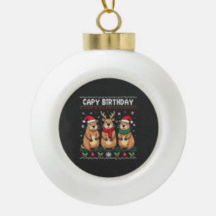 Adorno De Cerámica Tipo Bola Capy Birthday Navidades feos suéter Capybara